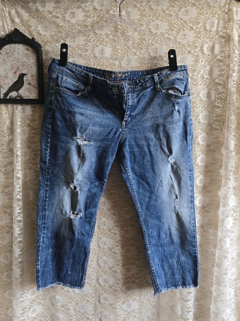 Arizona Crop Jeans - Size 19 - Boho - Festival - Y2K - Distressed Jeans